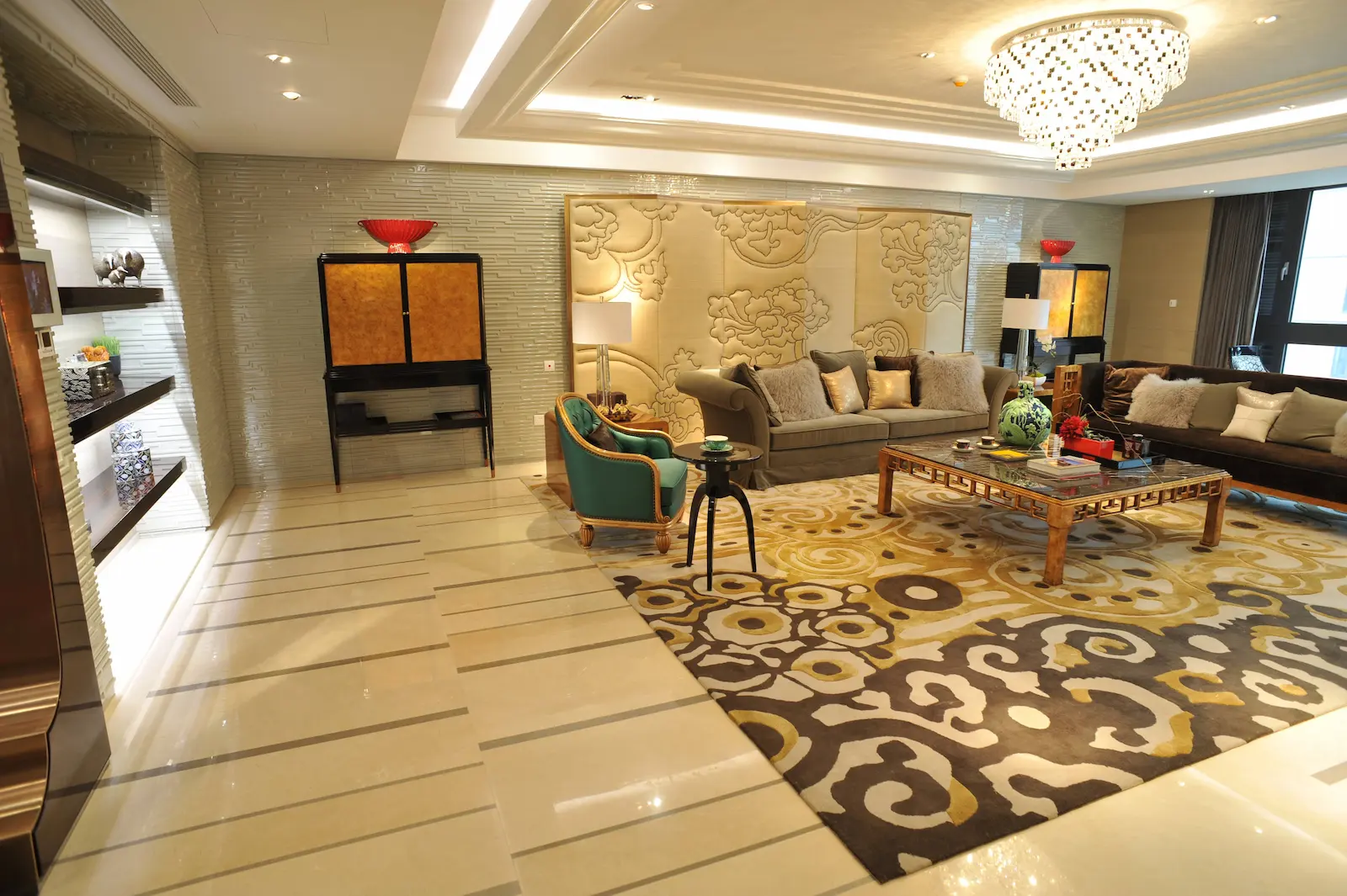 Bookmatched marble wall panel
