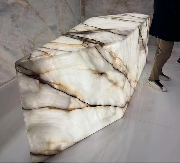 Crystal White Quartzite Reception Desk Crystal White Quartzite reception desk for luxury commercial interior