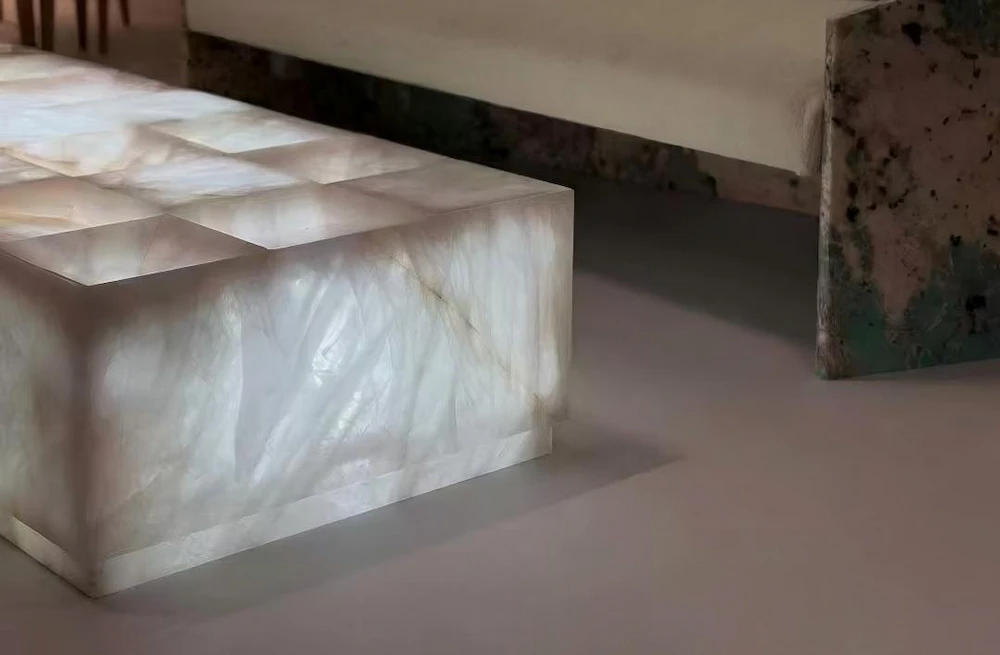 Crystal White Quartzite Stone Table Crystal White Quartzite stone table for luxury interior furniture