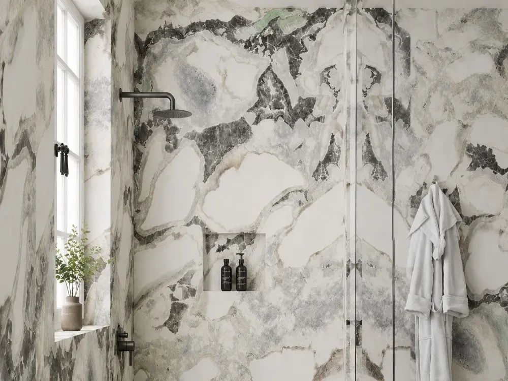 Fendi White Marble Bathroom Wall Fendi White Marble bathroom wall cladding