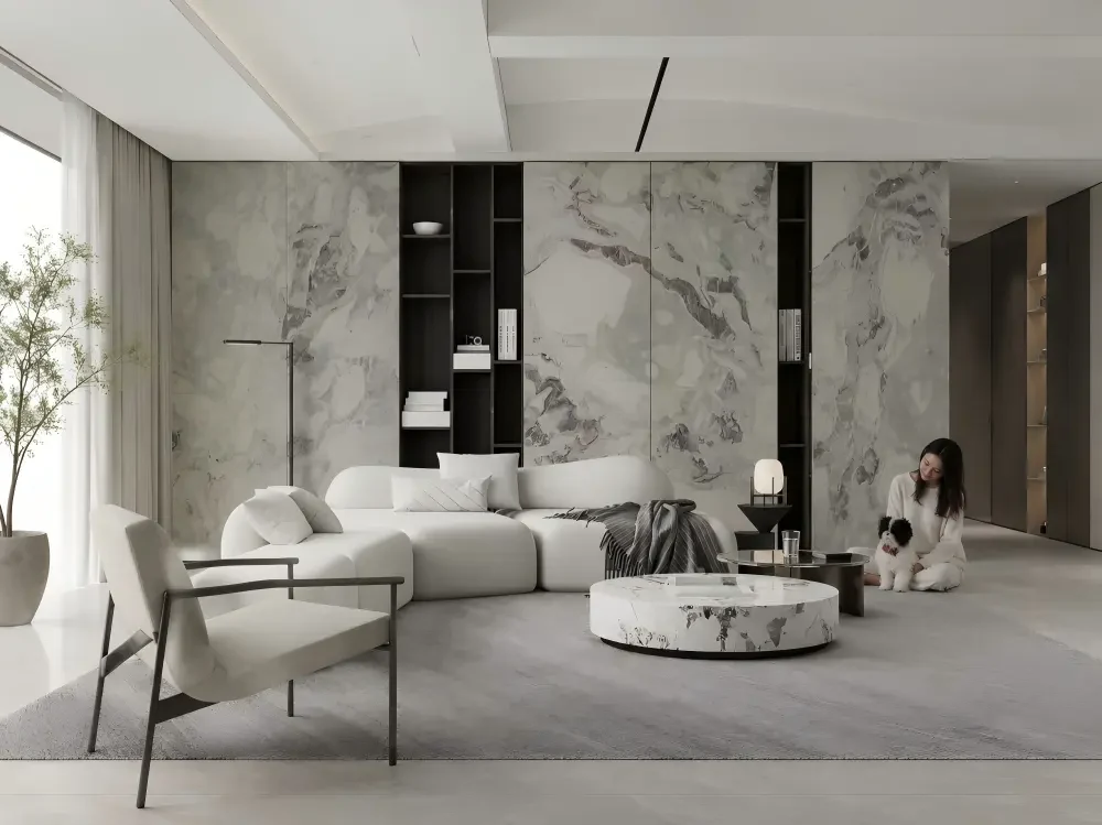 Fendi White Marble Feature Wall Fendi White Marble feature wall