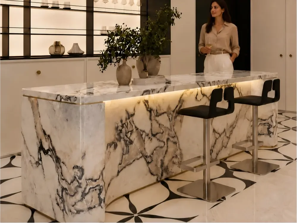 Fendi White Marble Kitchen Island Fendi White Marble sculptural kitchen island