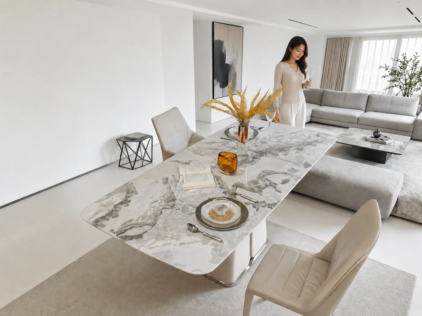 Fendi White Marble Bespoke Table Fendi White Marble bespoke stone table