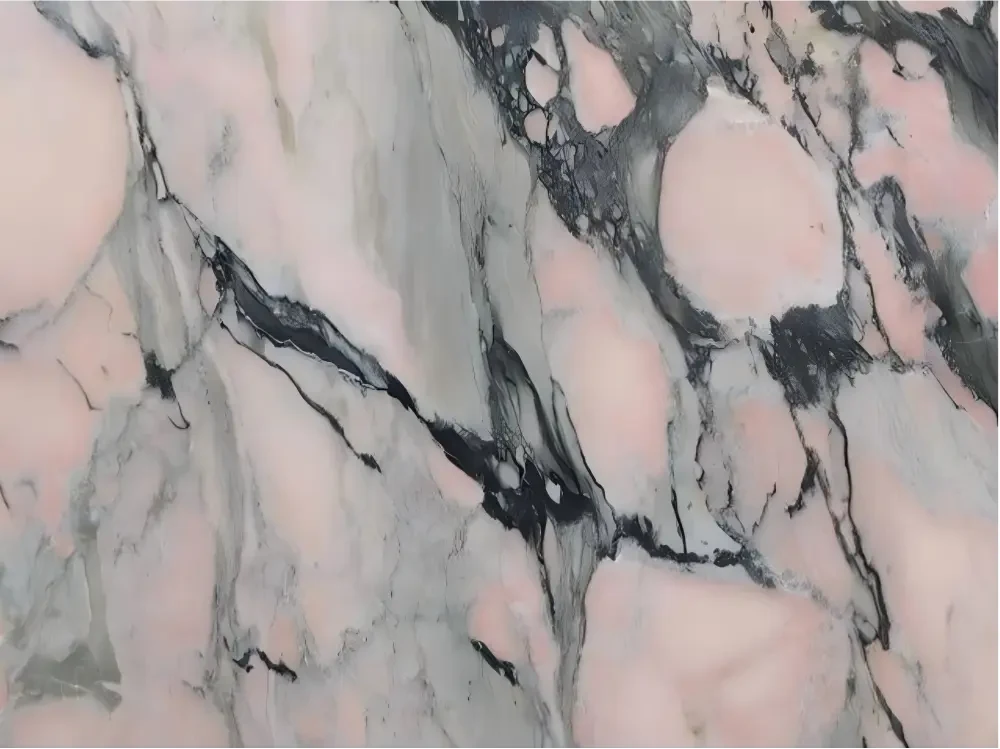 Close detail of Grey Pink Marble grey blush pink and white pattern