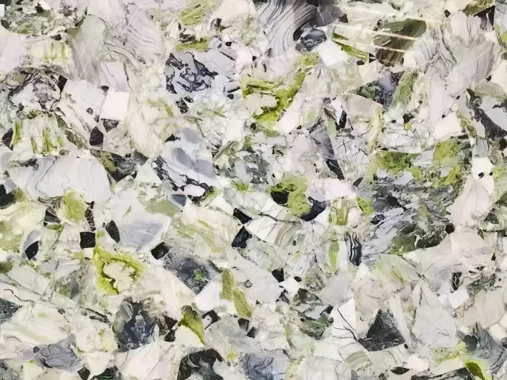 Ice Jade Marble full slab with white pale jade green and dark mineral movement