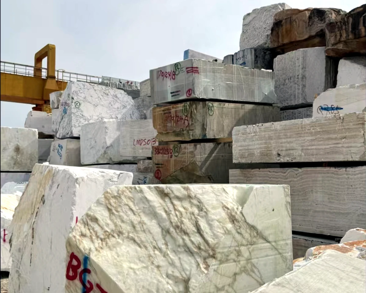 Natural stone blocks selected for slab production, project fabrication, and export stone sourcing
