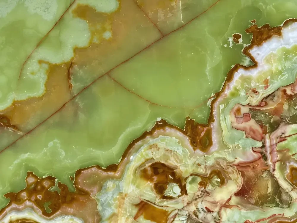 Multi Green Onyx green rust and white detail