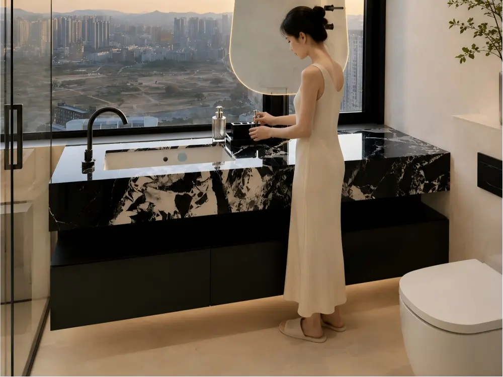 Noir Grand Antique Marble Bathroom Vanity Noir Grand Antique Marble Bathroom Vanity