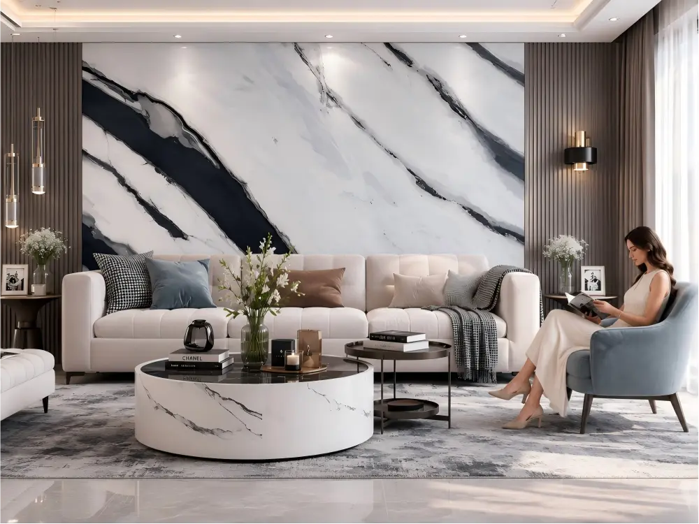 Panda White Marble Feature Wall Panda White Marble Feature Wall