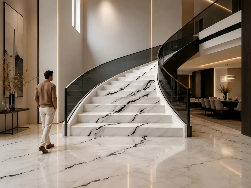 Panda White Marble Staircase Panda White Marble Staircase