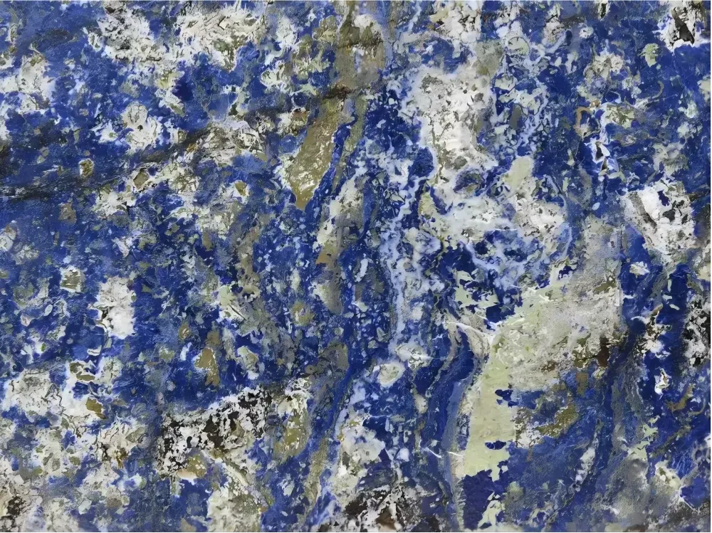 Sodalite Blue Extra Quartzite blue white and green mineral detail