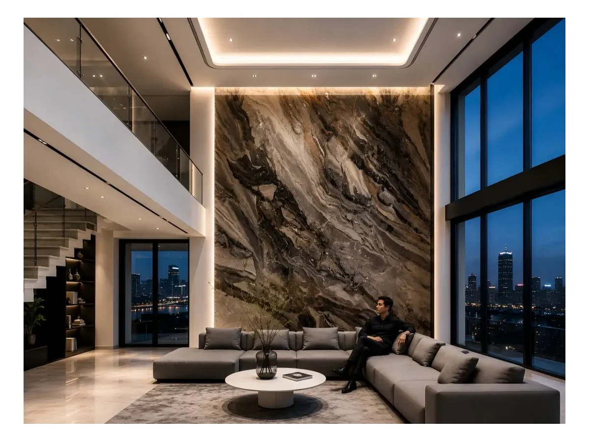 Arabescato Grigio Marble Feature Wall Application Arabescato Grigio Marble feature wall application