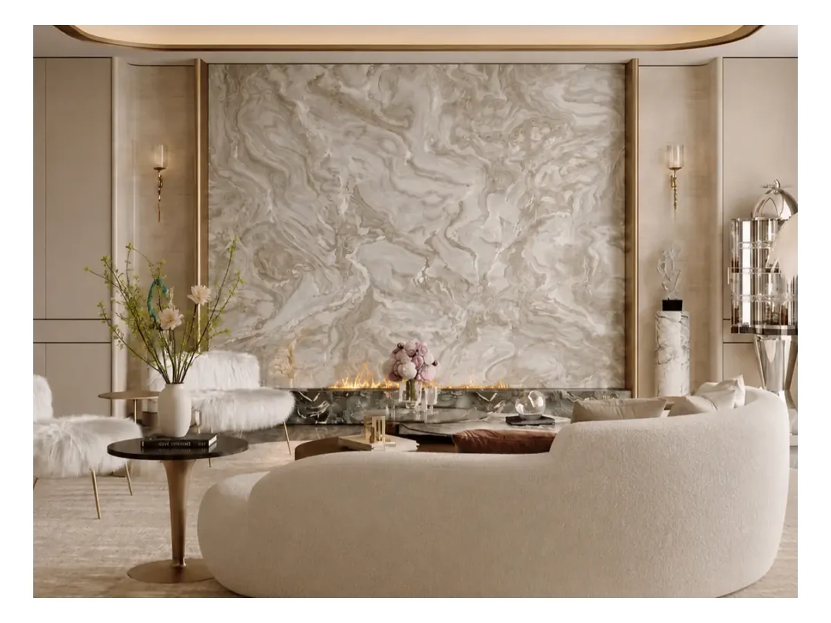 Avalanche White Marble Feature Wall Application Avalanche White Marble feature wall application