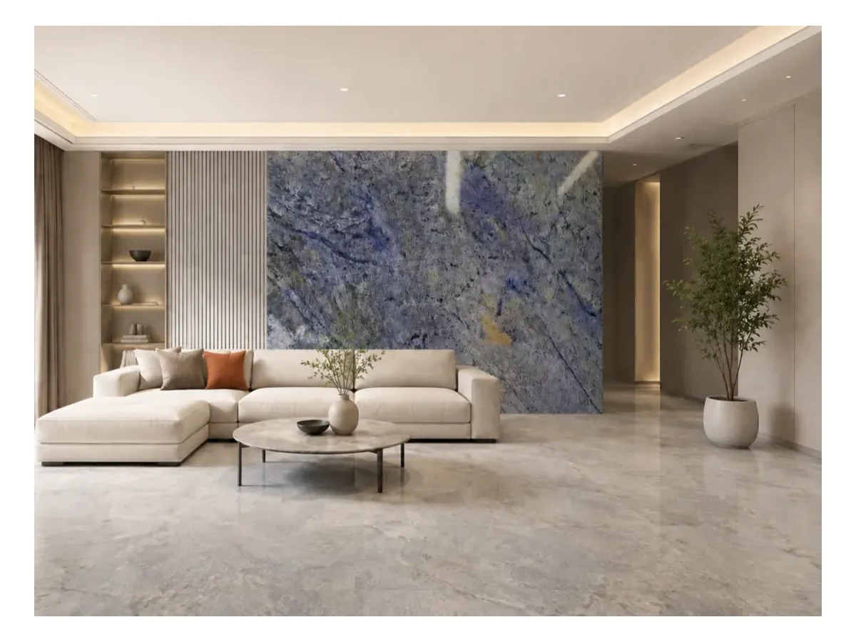 Azul Bahia Granite Feature Wall Application Azul Bahia Granite feature wall application