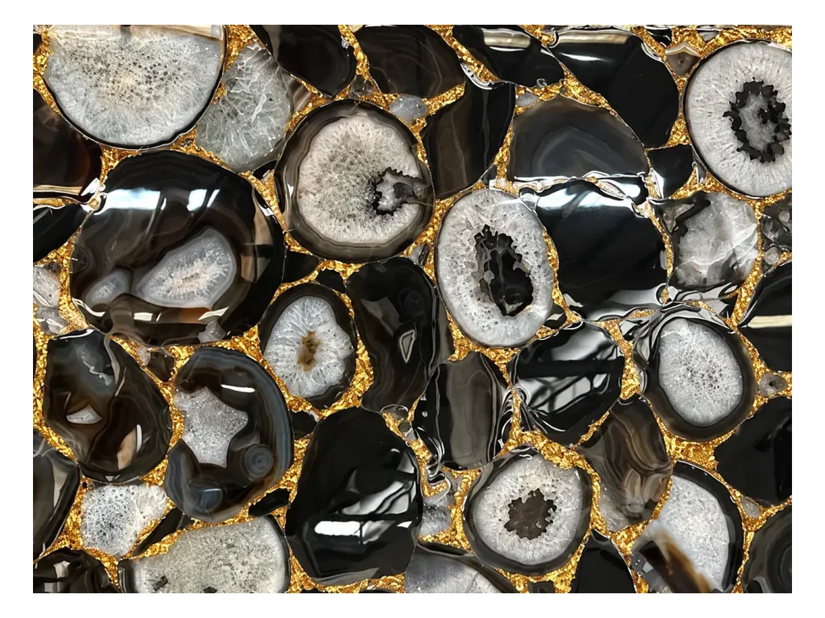 Black Agate Semi-precious Stone Surface Detail Black Agate Semi-Precious Stone surface detail