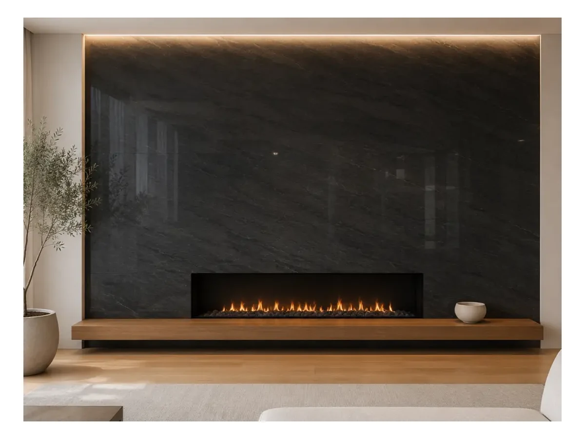 Black Vermont Granite Interior Wall Application Black Vermont Granite interior wall application