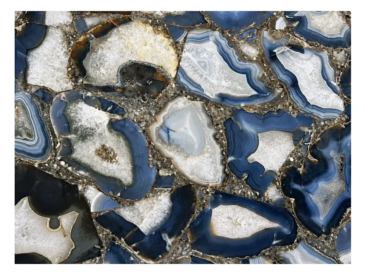 Blue Agate Semi-precious Stone Wall Panels Surface Detail Blue Agate Semi-Precious Stone Wall Panels surface detail