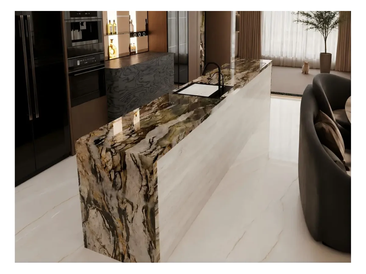 Blue Tempest Quartzite Countertop Application Blue Tempest Quartzite countertop application