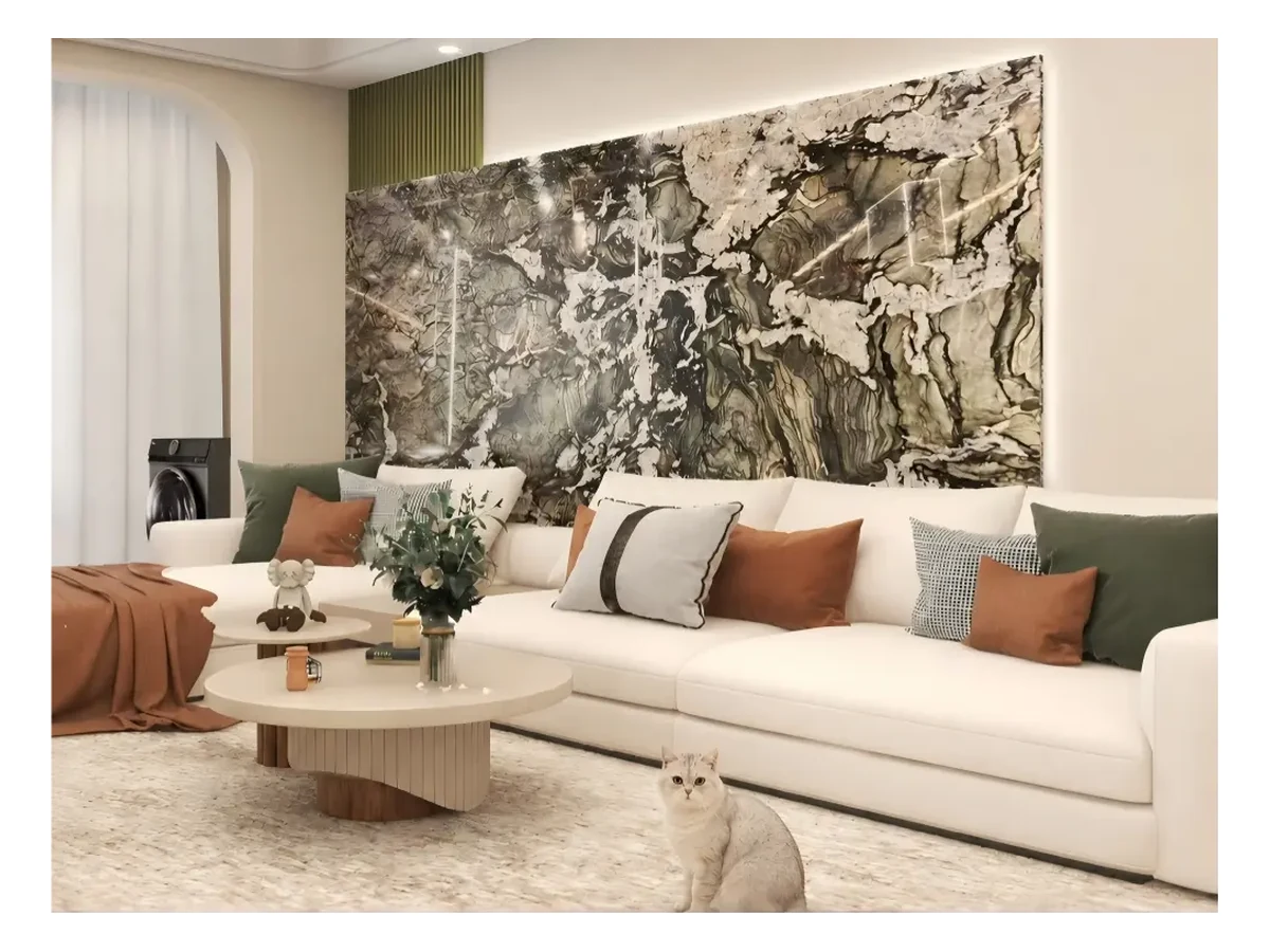 Blue Tempest Quartzite Feature Wall Application Blue Tempest Quartzite feature wall application
