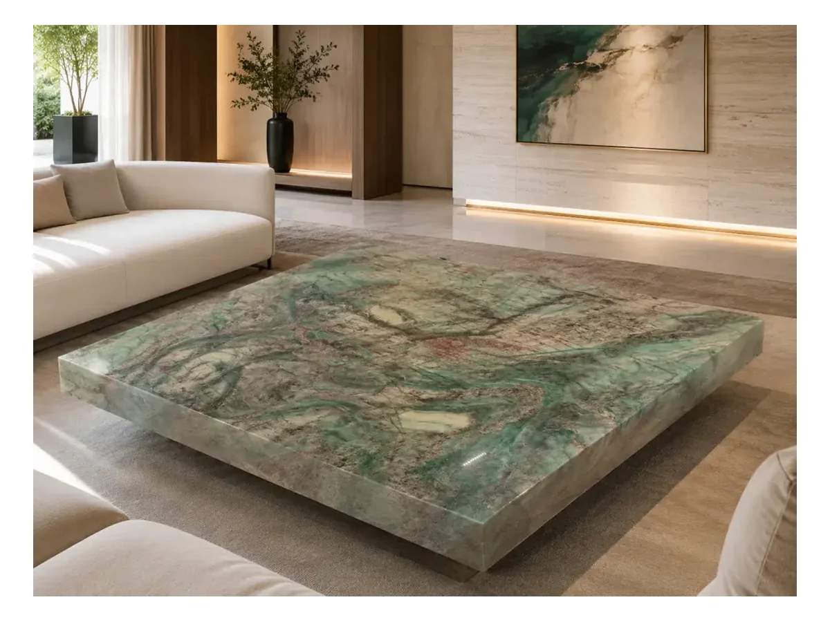 Botanic Green Quartzite Coffee Table Application Botanic Green Quartzite coffee table application