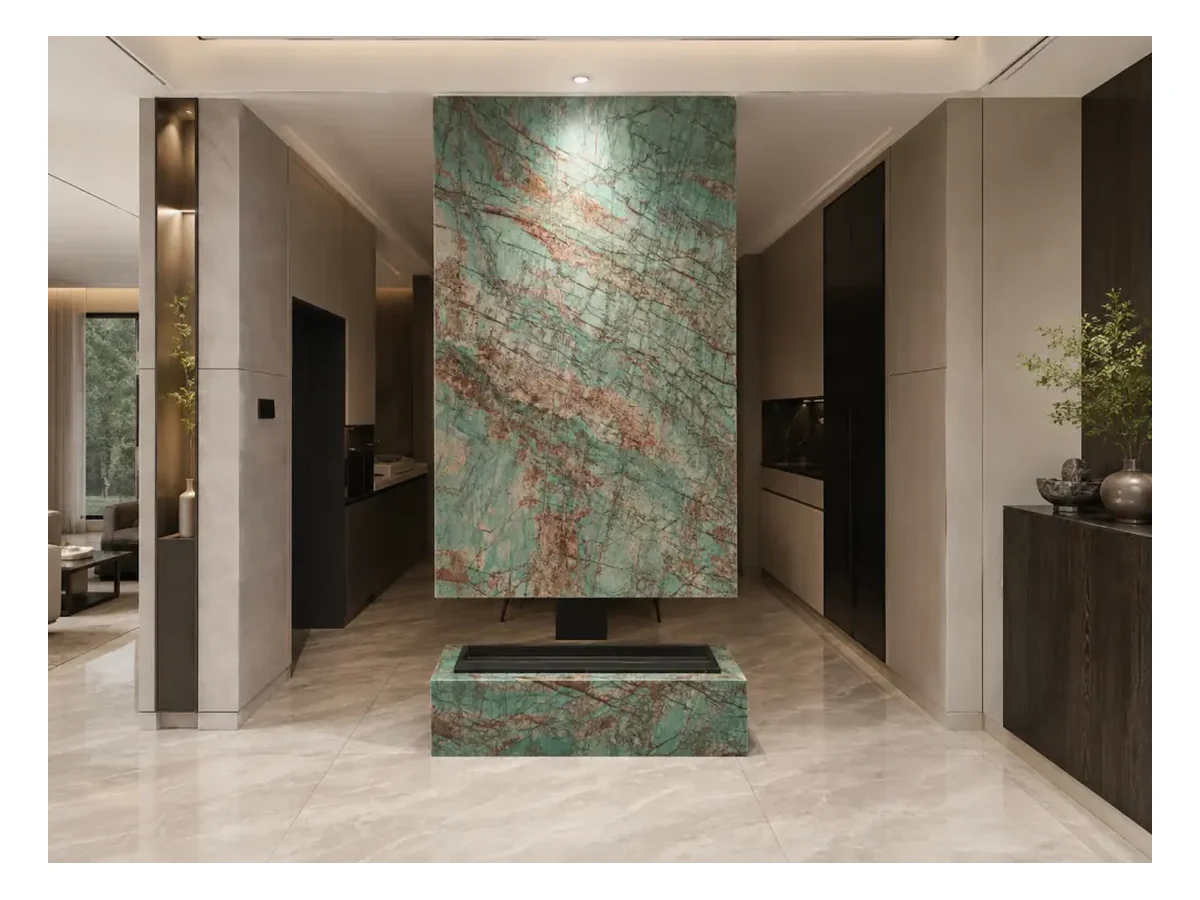 Botanic Green Quartzite Interior Wall Application Botanic Green Quartzite interior wall application