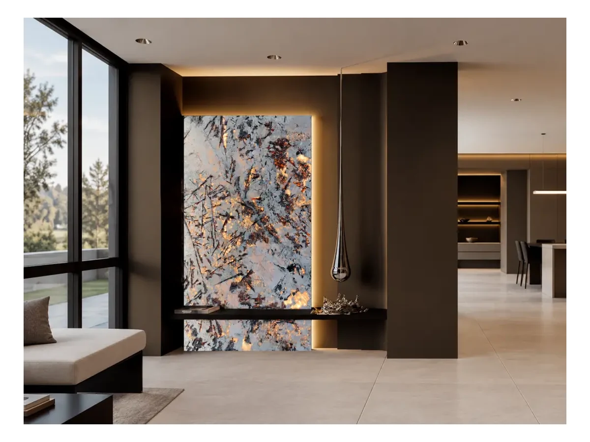 Brazil Golden Peacock Quartzite Interior Wall Application Brazil Golden Peacock Quartzite interior wall application