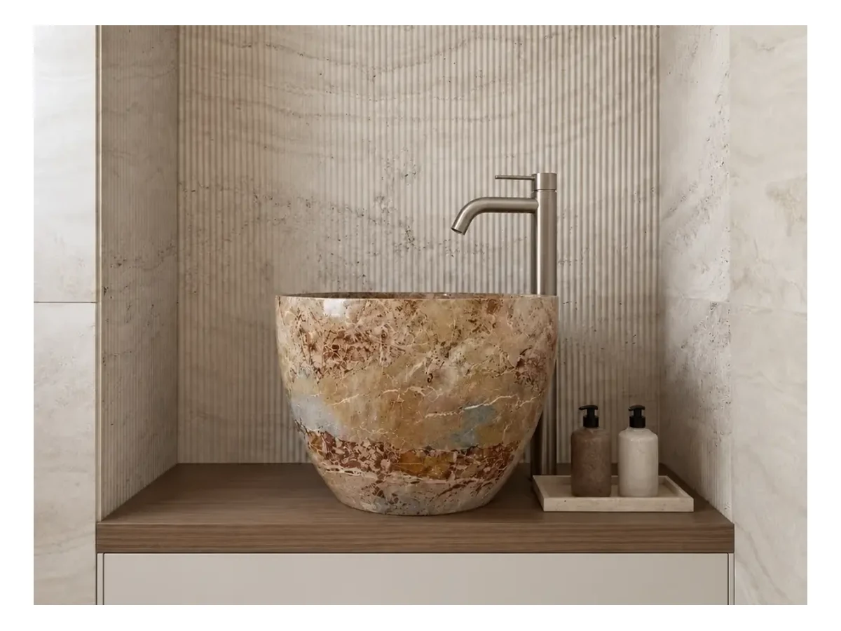 Breccia Fantastica Quartzite Bathroom Vanity Application Breccia Fantastica Quartzite bathroom vanity application