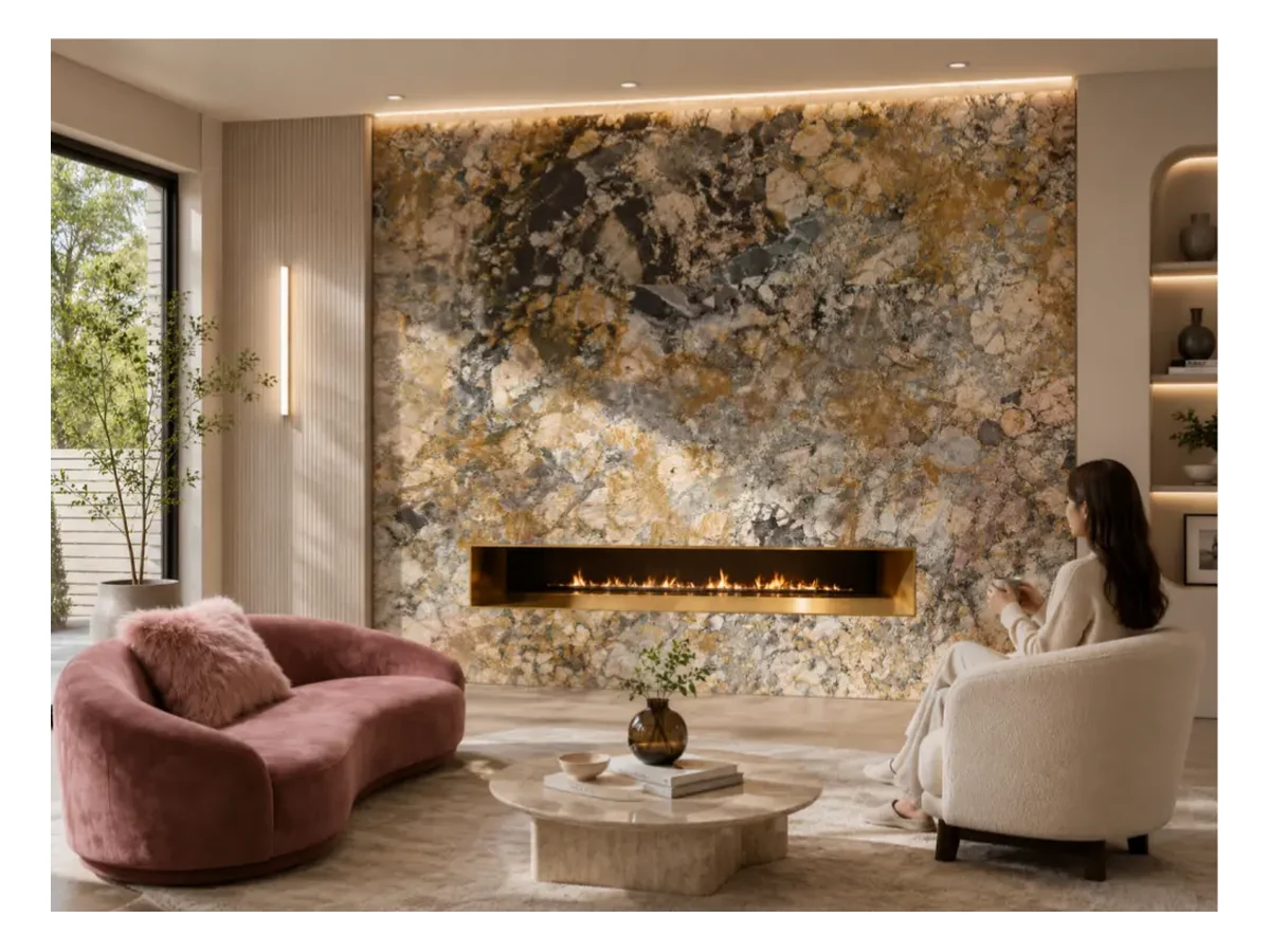 Breche De Benou Marble Feature Wall Application Breche de Benou Marble feature wall application