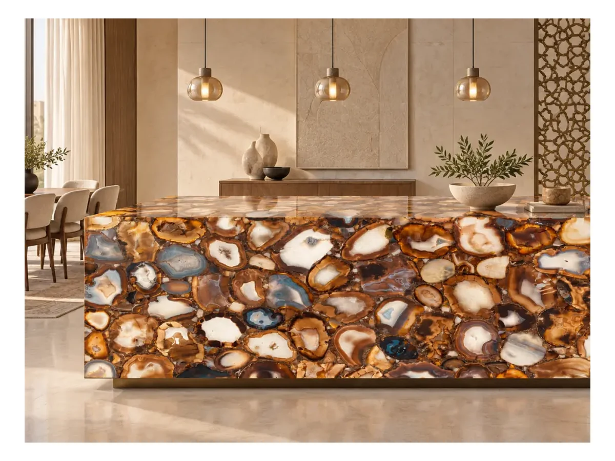 Brown Agate Semi-precious Stone Countertop Application Brown Agate Semi-Precious Stone countertop application
