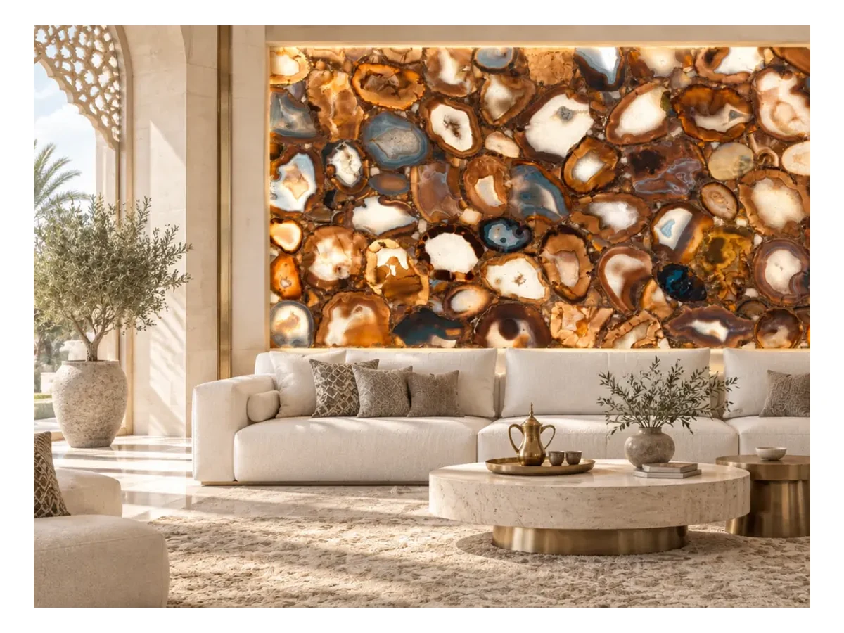 Brown Agate Semi-precious Stone Interior Wall Application Brown Agate Semi-Precious Stone interior wall application