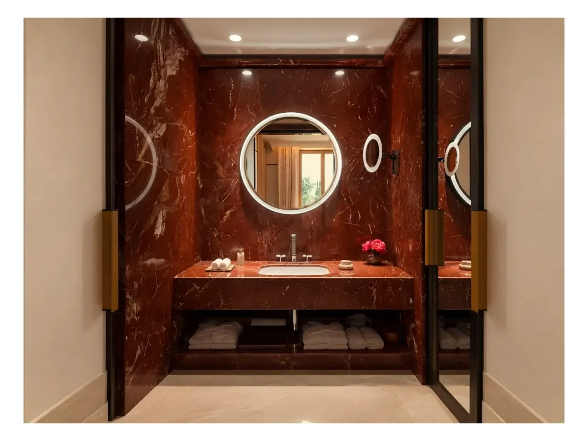 Bulgari Rosso Marble Bathroom Vanity Application Reference Bulgari Rosso Marble bathroom vanity application reference