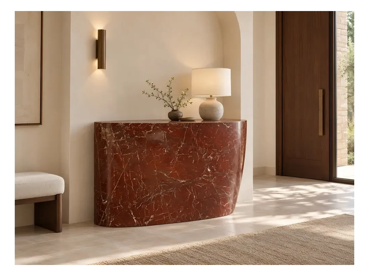 Bulgari Rosso Marble Console Application Reference Bulgari Rosso Marble console application reference