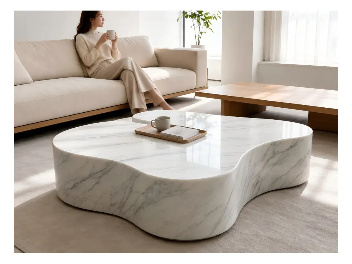 Calacatta White Marble Coffee Table Application Calacatta White Marble coffee table application