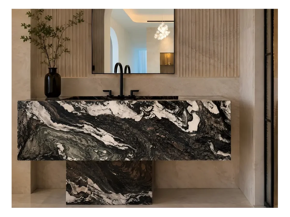 Cippolino Ondulato Marble Bathroom Vanity Application Cippolino Ondulato Marble bathroom vanity application
