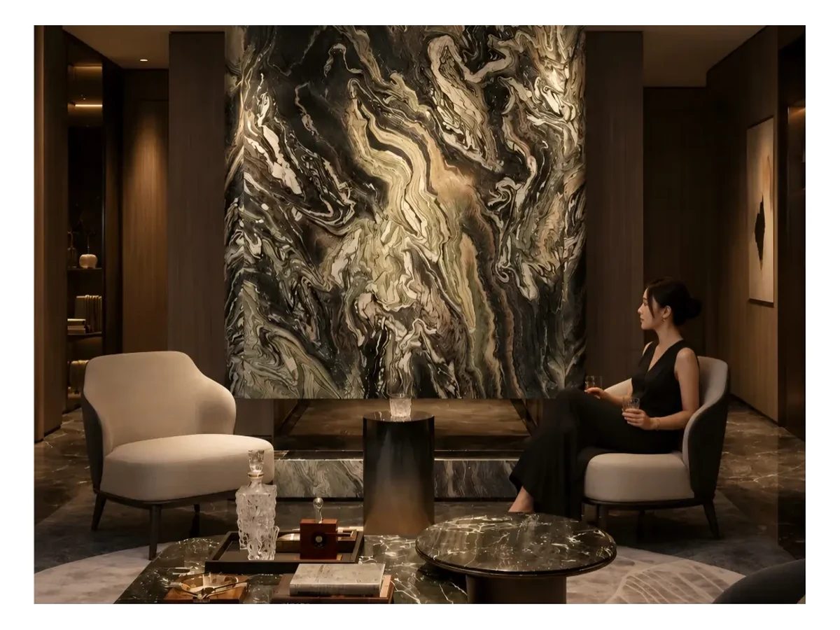 Cippolino Ondulato Marble Feature Wall Application Cippolino Ondulato Marble feature wall application