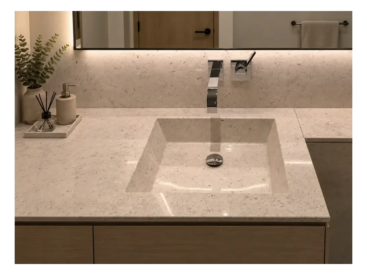 Crema Pearl Limestone Bathroom Vanity Application Crema Pearl Limestone bathroom vanity application