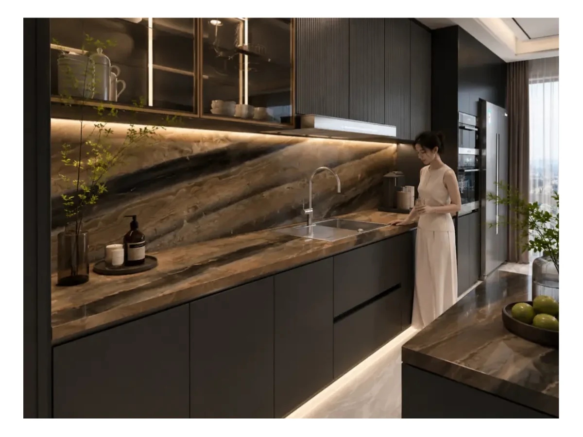 Elegant Brown Marble Countertop Application Elegant Brown Marble countertop application