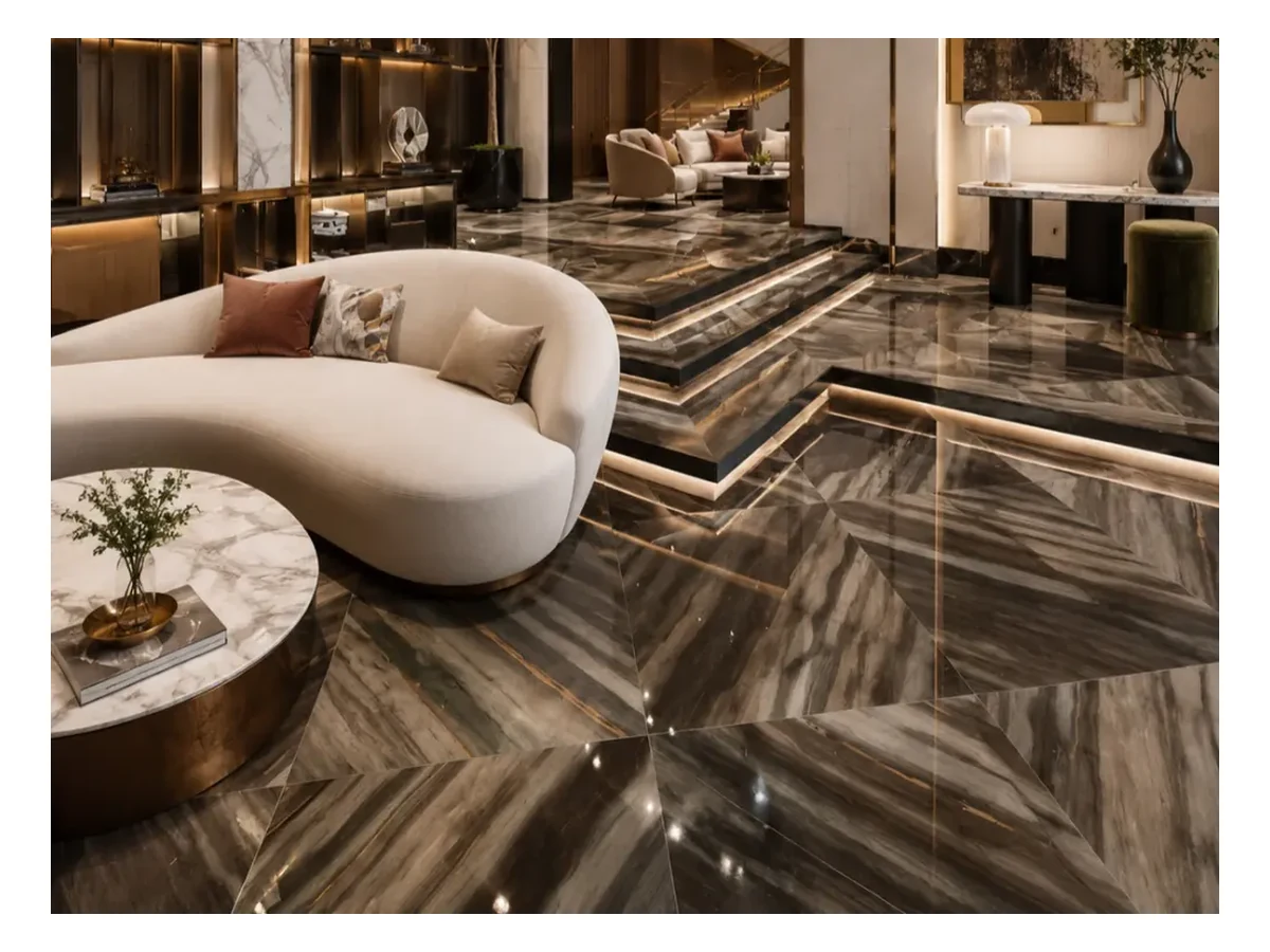 Elegant Brown Marble Flooring Application Elegant Brown Marble flooring application