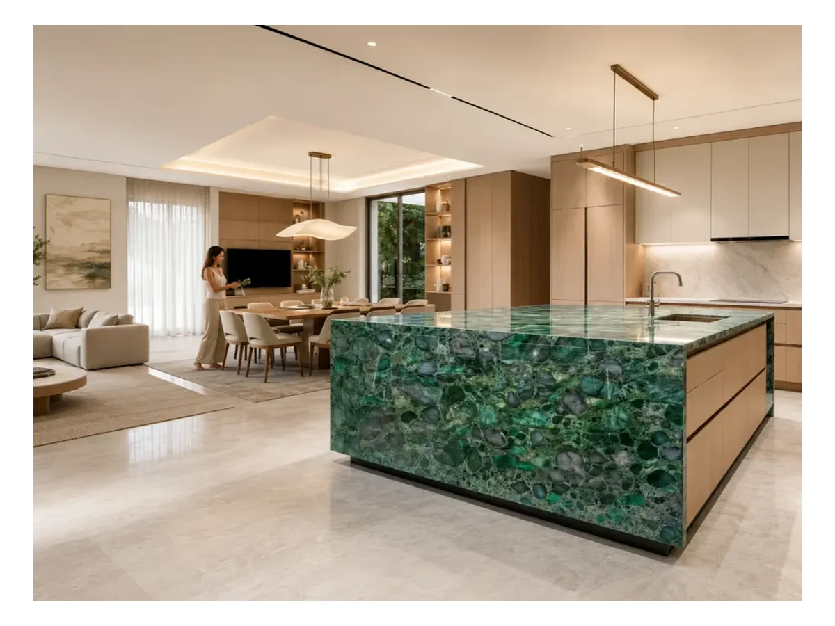 Emerald Green Quartzite Kitchen Island Application Emerald Green Quartzite kitchen island application
