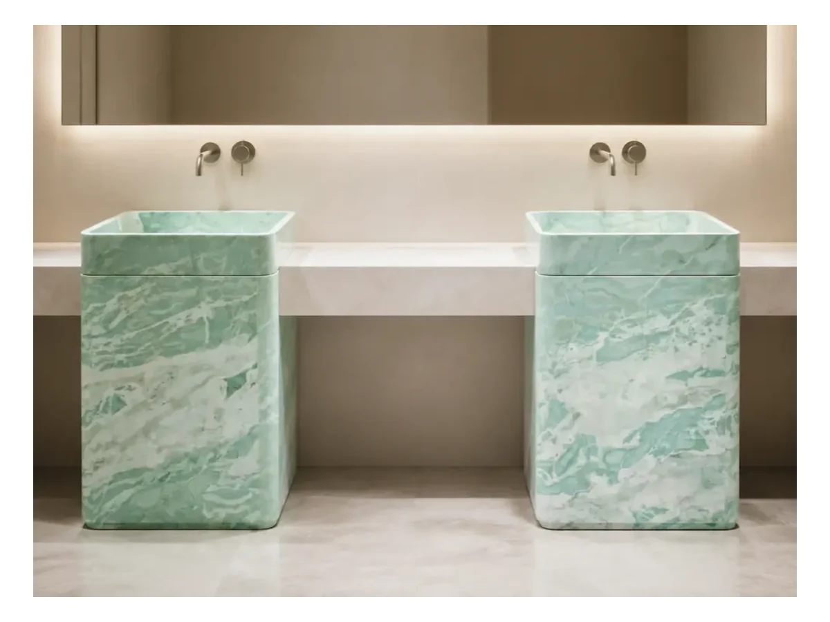 Endless Green Marble Bathroom Vanity Application Endless Green Marble bathroom vanity application