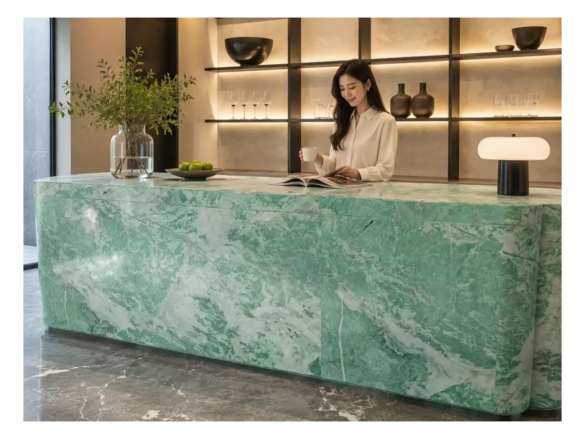 Endless Green Marble Stone Table Application Endless Green Marble stone table application