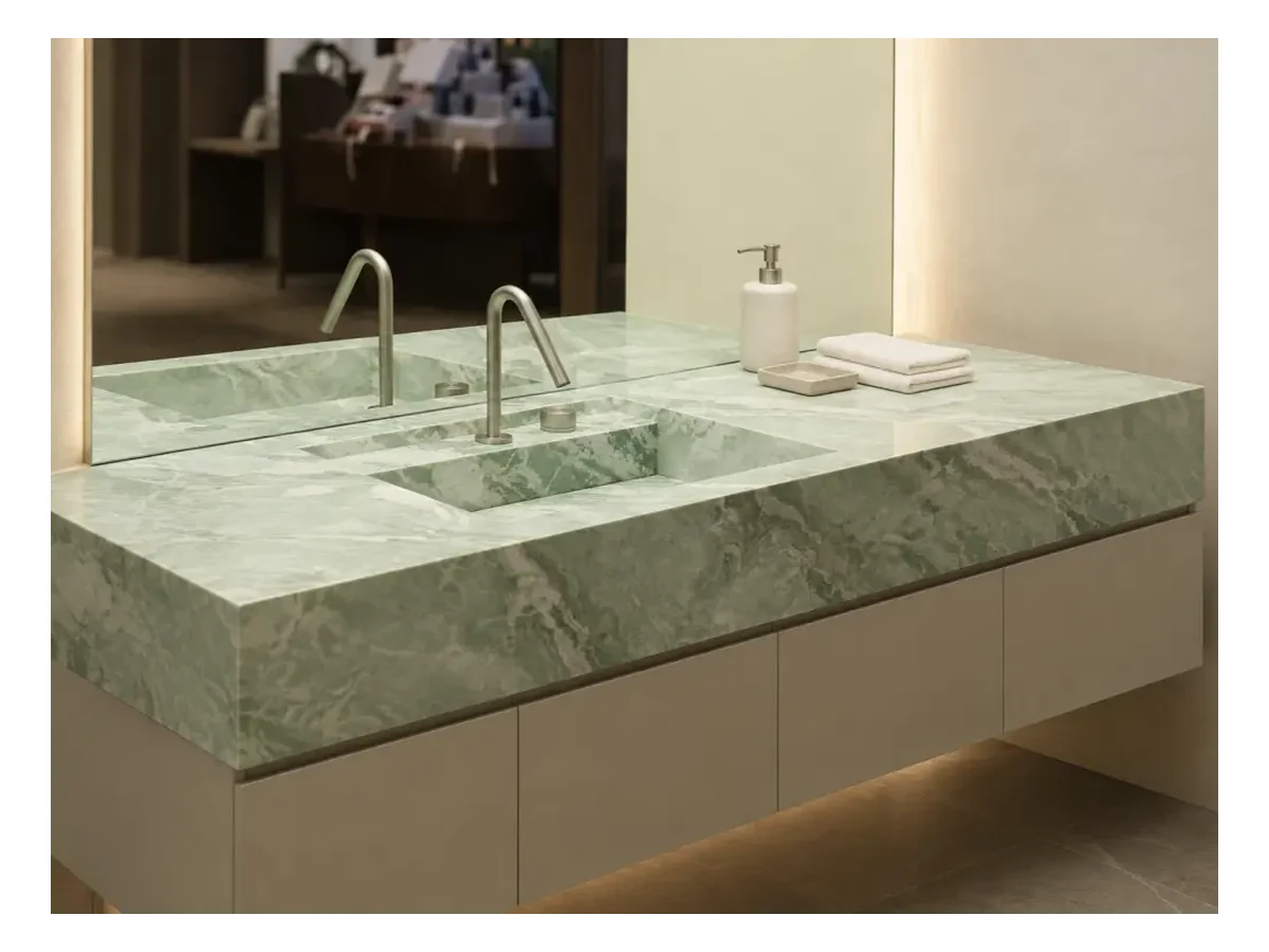 Endless Green Marble Bathroom Vanity Application Endless Green Marble bathroom vanity application