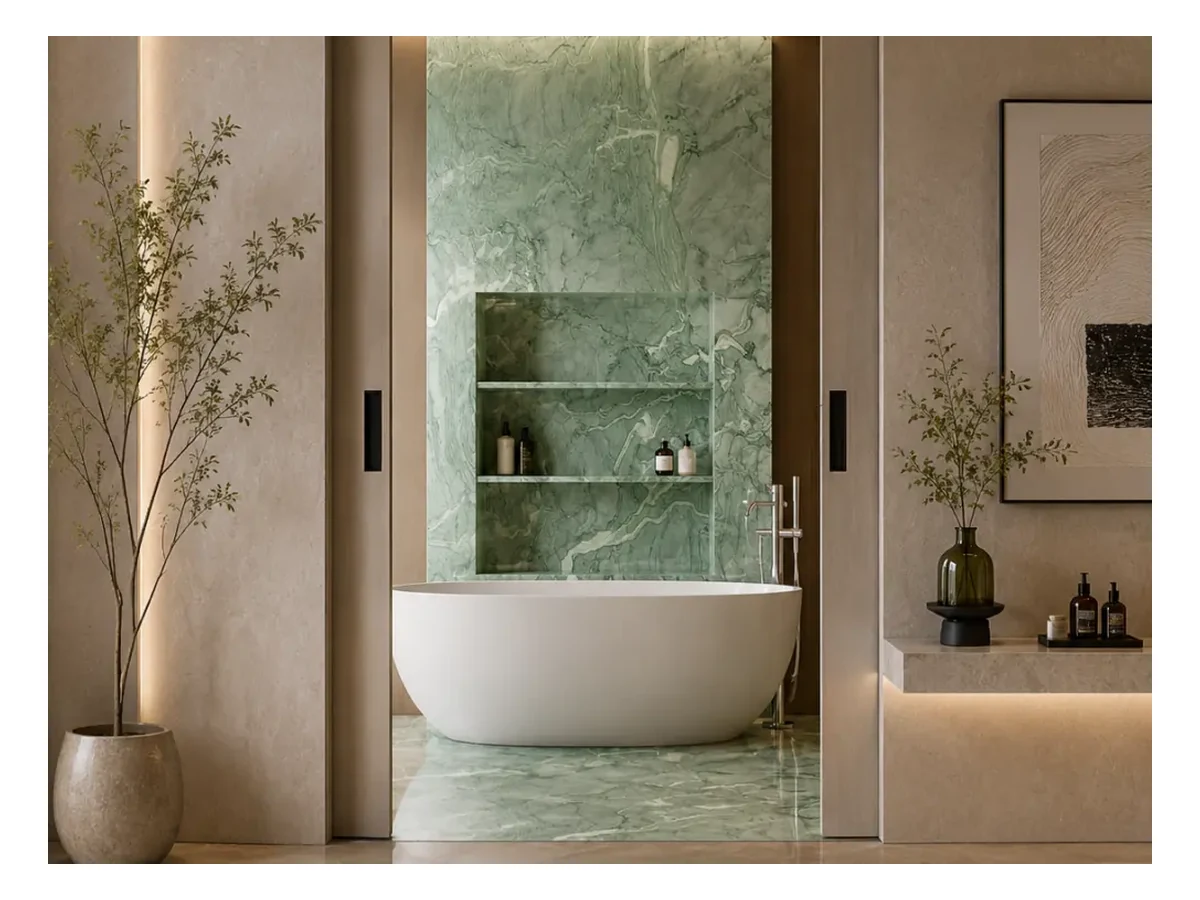 Endless Green Marble Interior Wall Application Endless Green Marble interior wall application