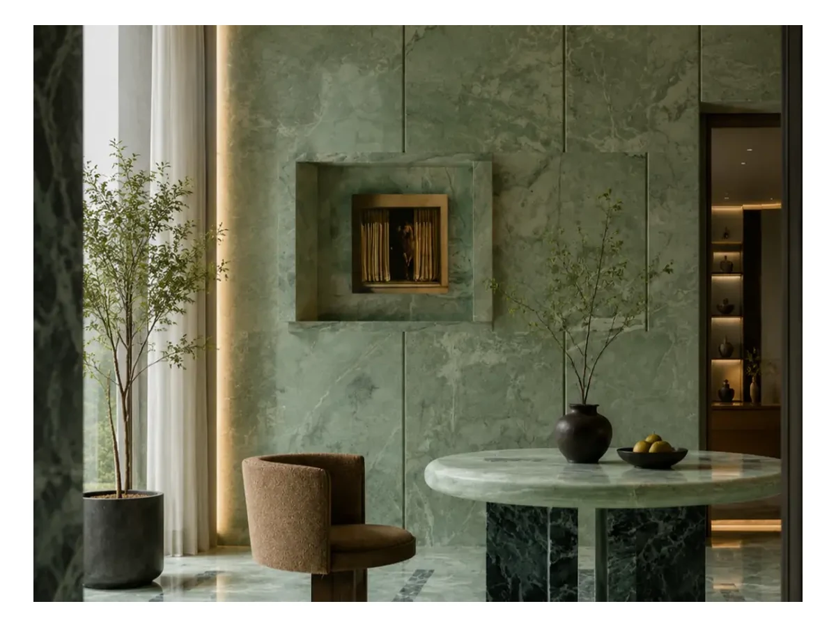 Endless Green Marble Interior Wall Application Endless Green Marble interior wall application