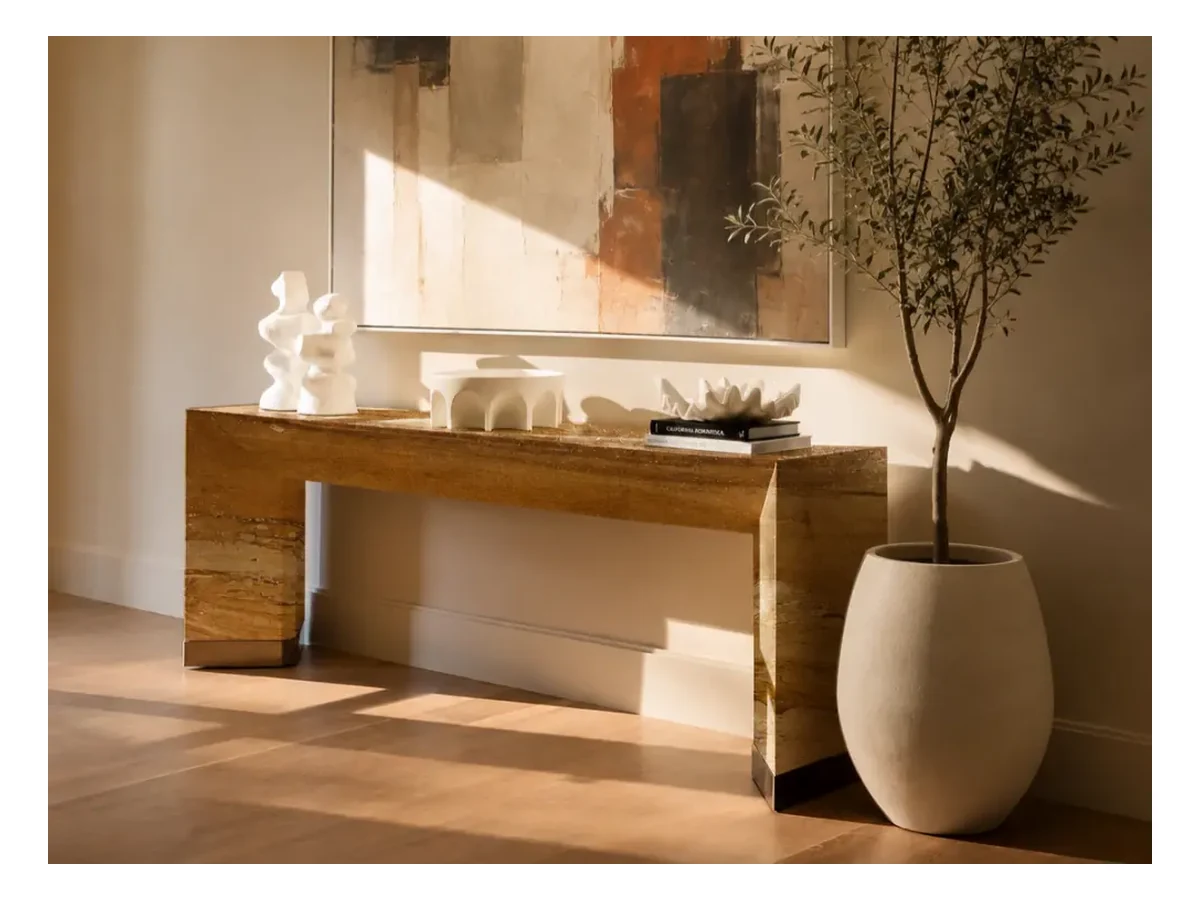 Gold Travertine Stone Table Application Gold Travertine stone table application