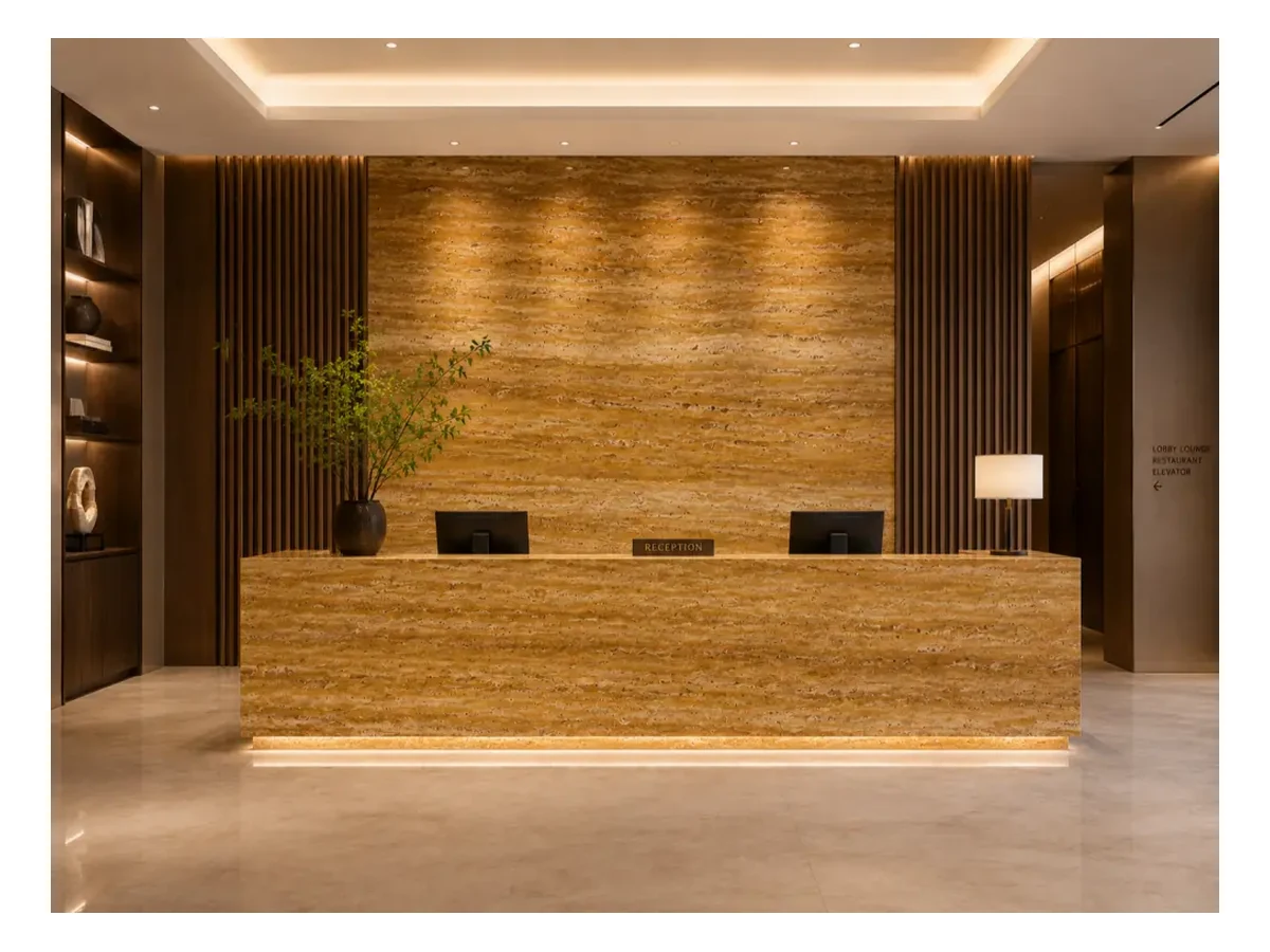 Gold Travertine Stone Table Application Gold Travertine stone table application