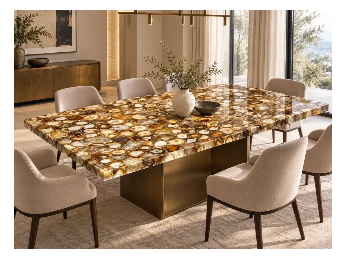 Golden Agate Semi-precious Stone Stone Table Application Golden Agate Semi-Precious Stone stone table application