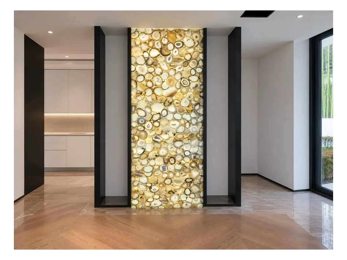 Golden Agate Semi-precious Stone Interior Wall Application Golden Agate Semi-Precious Stone interior wall application