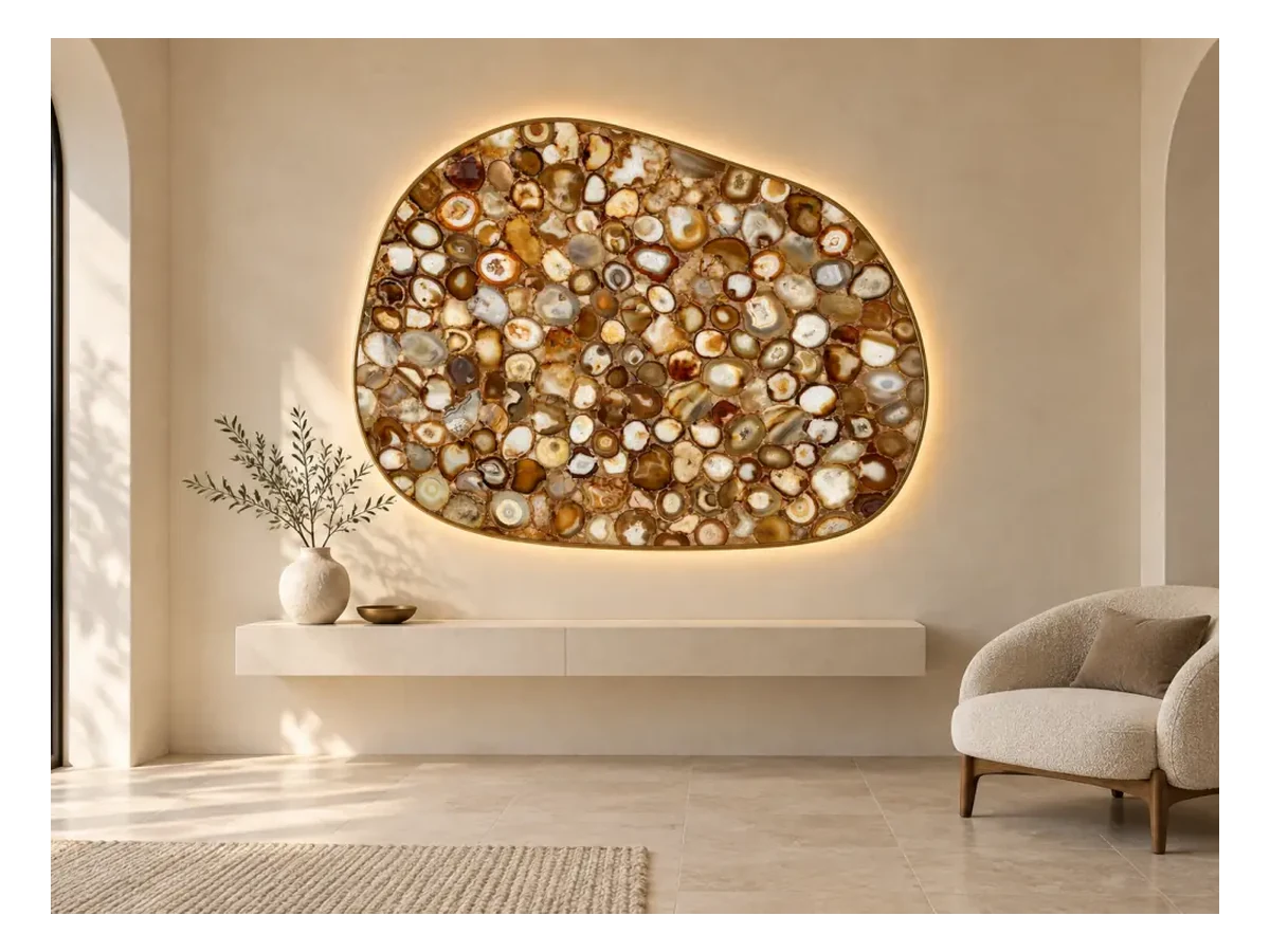 Golden Agate Semi-precious Stone Interior Wall Application Golden Agate Semi-Precious Stone interior wall application