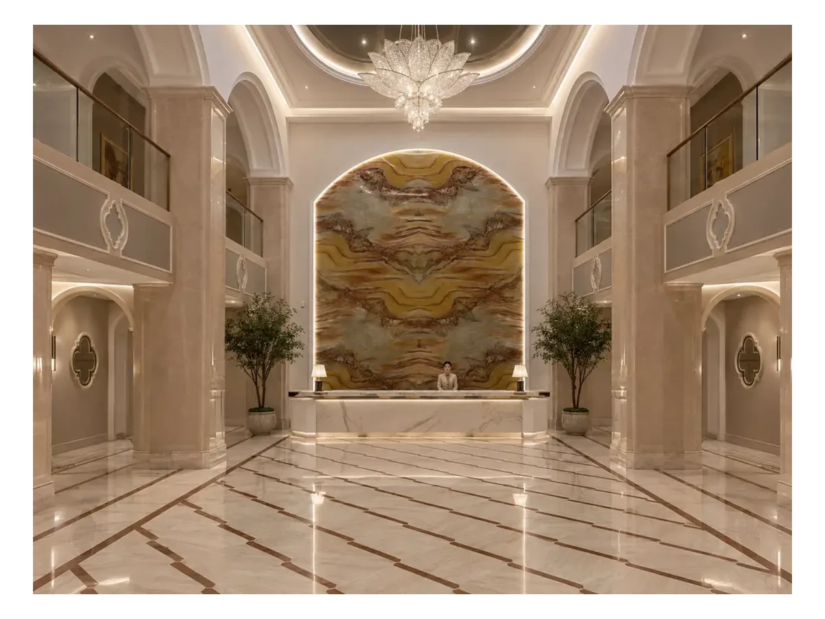 Greek Golden Spider Marble Flooring Application Greek Golden Spider Marble flooring application